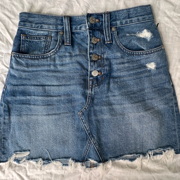 Madewell button front rigid A-line denim skirt women's size 25 - Picture 5 of 10